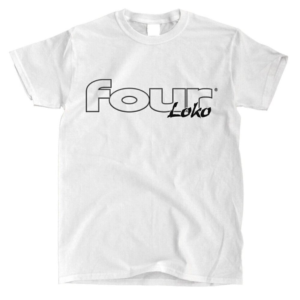 Four Loko Classic Logo Funny Nostalgia Party Drink Graphic White T-Shirt .